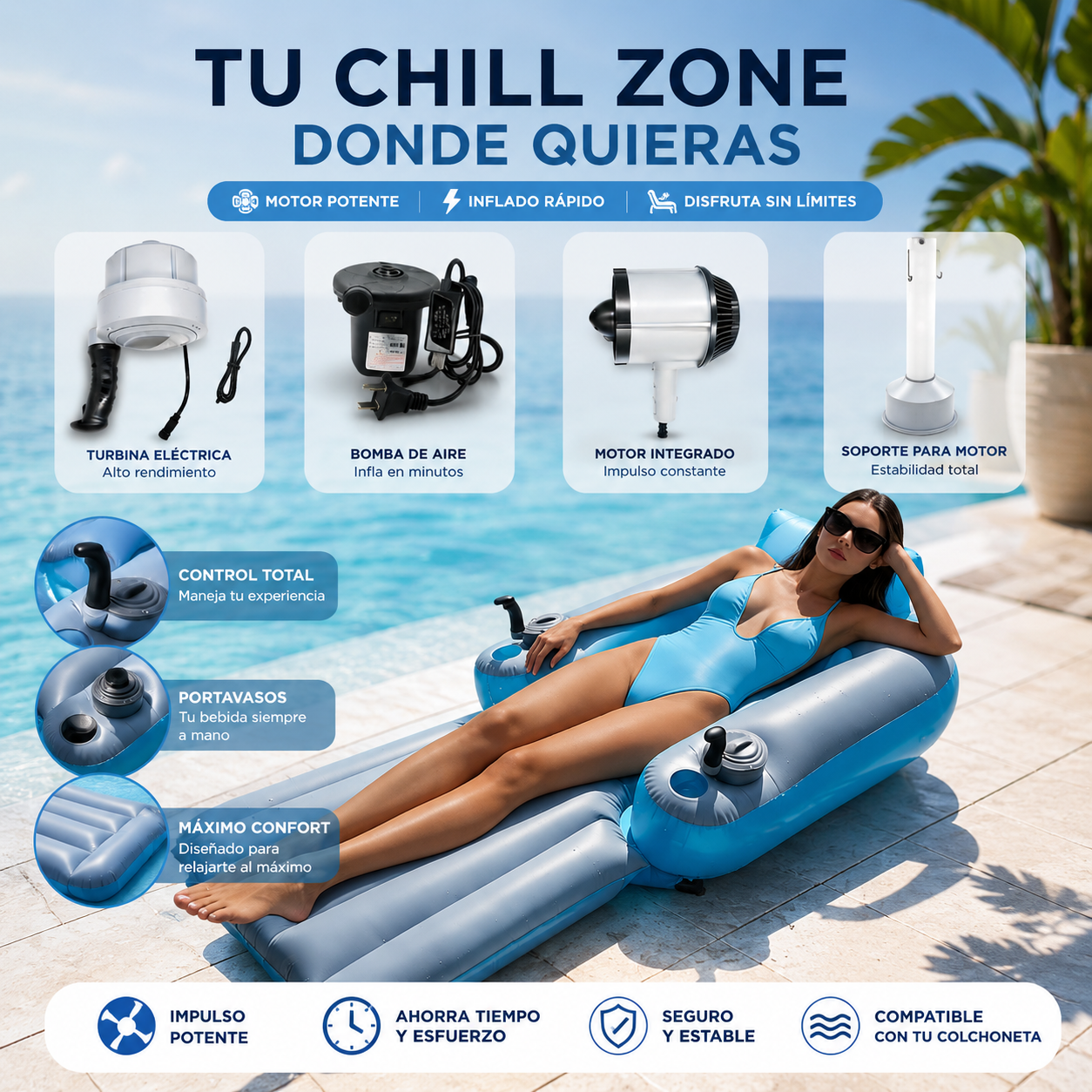 AquaCruise™ | Flotador Motorizado para Piscina